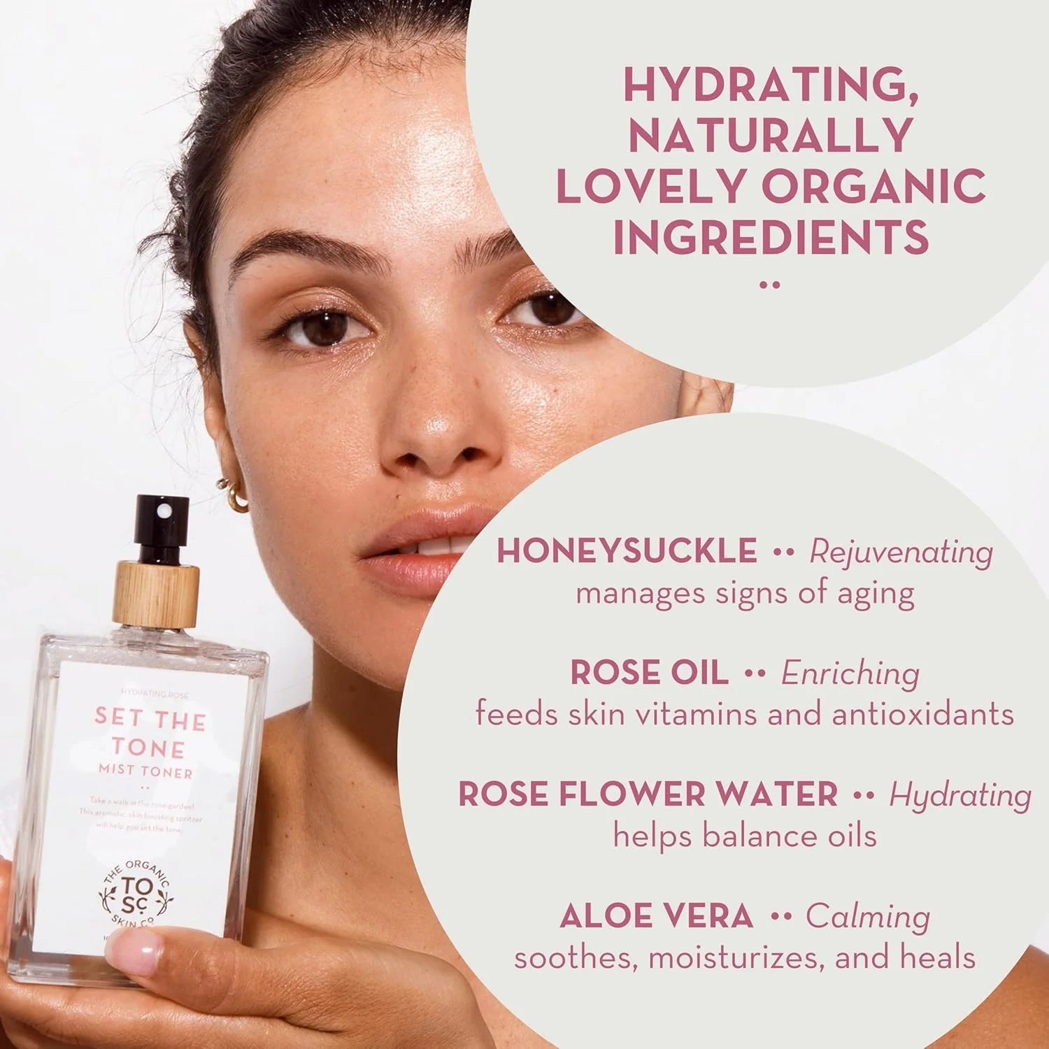 Set the Tone Rose Water Toner and Hydrating Face Mist Spray, 3.4 Fl Oz