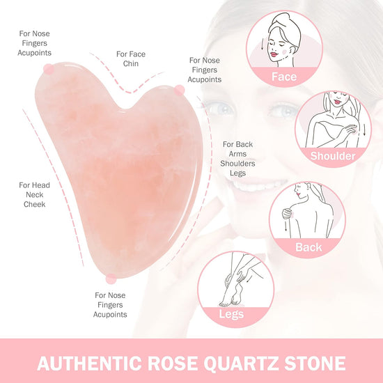 Ice Face Roller & Gua Sha Tool Set UPDATED Roller Design, Reusable Skin Care Treatment, Enhance Natural Glow. 100% Authentic ROSE QUARTZ Gua Sha Tool. Remove Toxins/Prevent Wrinkles (Pink)