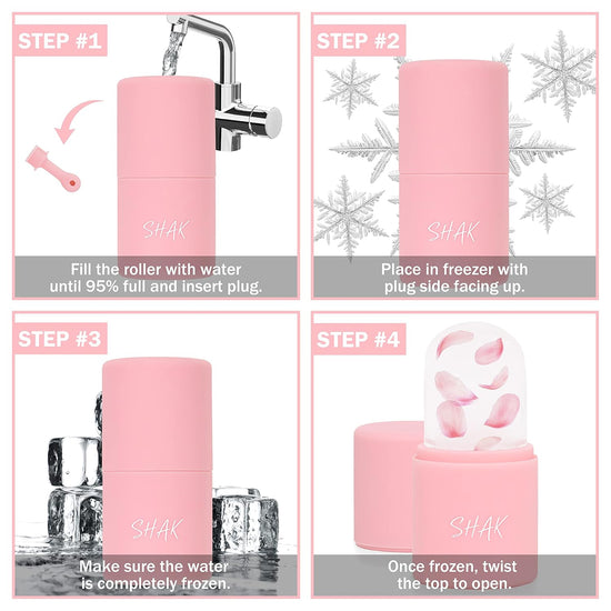 Ice Face Roller & Gua Sha Tool Set UPDATED Roller Design, Reusable Skin Care Treatment, Enhance Natural Glow. 100% Authentic ROSE QUARTZ Gua Sha Tool. Remove Toxins/Prevent Wrinkles (Pink)