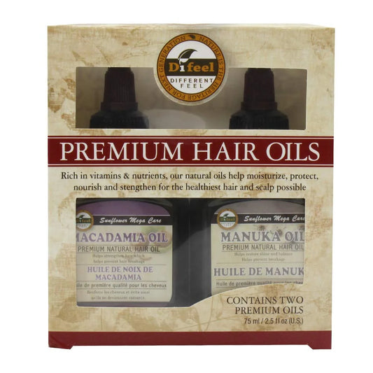 Premium Natural Hair Oil - Macadamia Hair Oil and Manuka Oil 2.5 Oz. (2-Piece Se